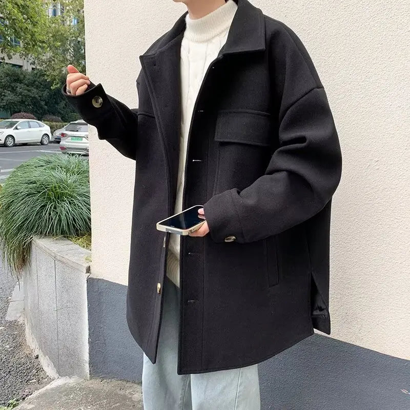 Men Mid Length Coat Wool