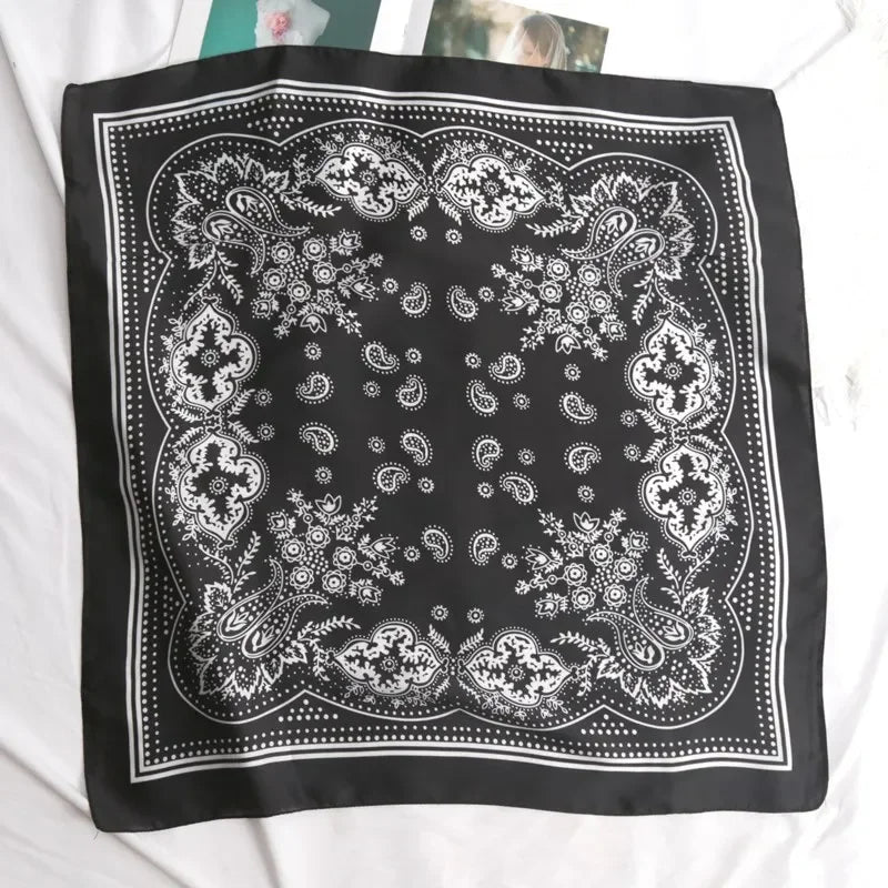 70cm Paisley Printed Hijab Scarf Satin Bandana Head Scarfs