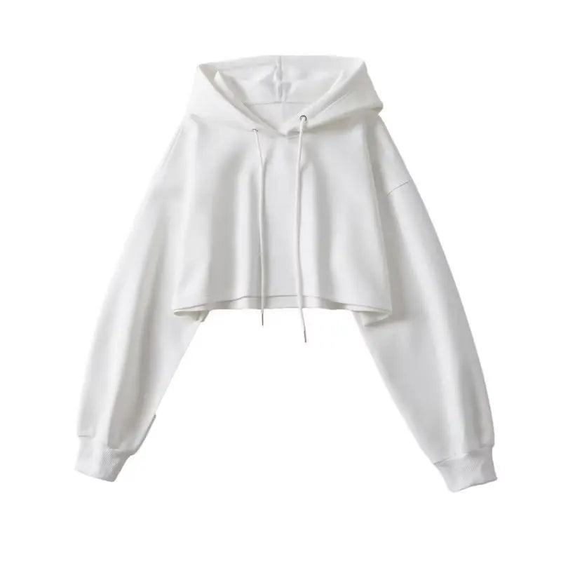 Sexy Short Hooded Sweatshirts Women Long Sleeve Crop Tops
