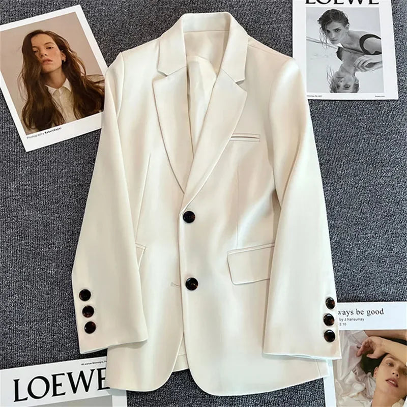 Elegant Office Lady Blazers  Fashion Long Sleeve Single Button Blazer