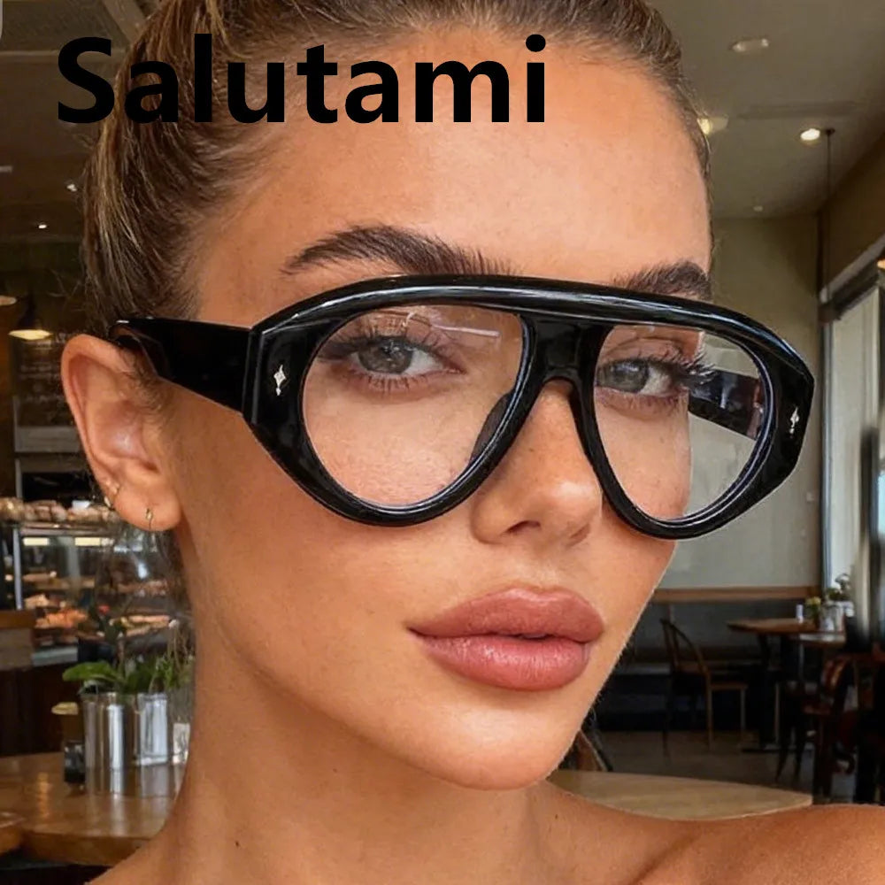 Women's Vintage Oversize Square Computer Glasses Anti-Blue Light