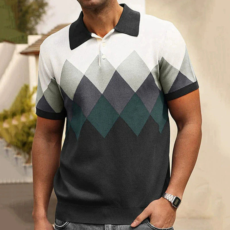Jacquard Polo Shirts Man Knitwear Business Casual Summer  Viscose Elastic Silky Camisas
