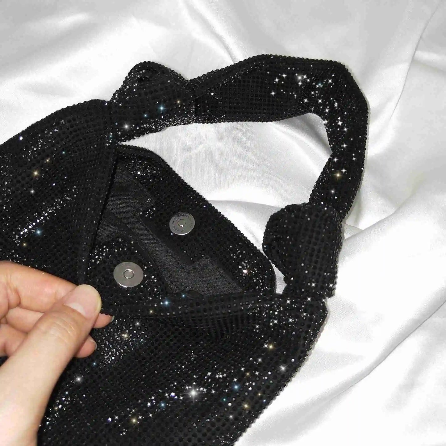Handbags for Women Silver Black Rhinestone Evening Bags Small Clutches Bag
