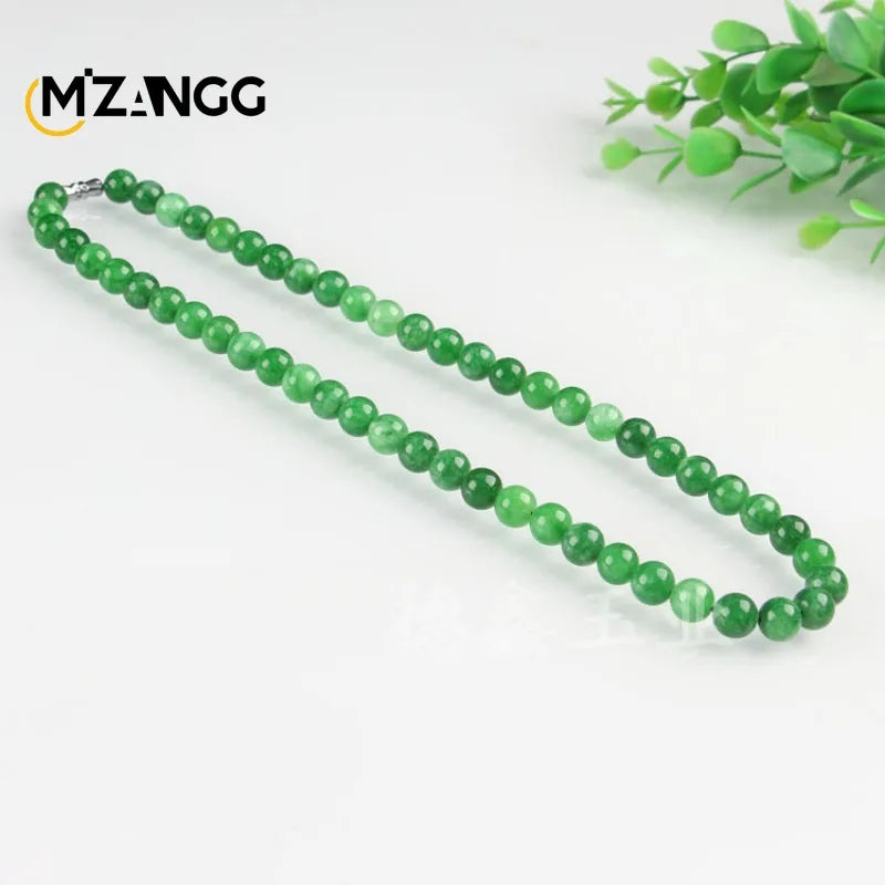 Natural Jade Dry Green Bracelet Necklace Hand-carved