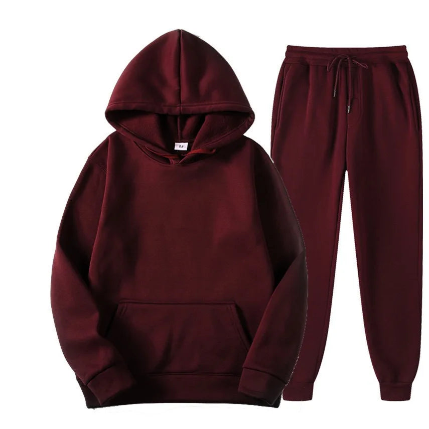 New Solid Color Hoodie+pants Two-piece set