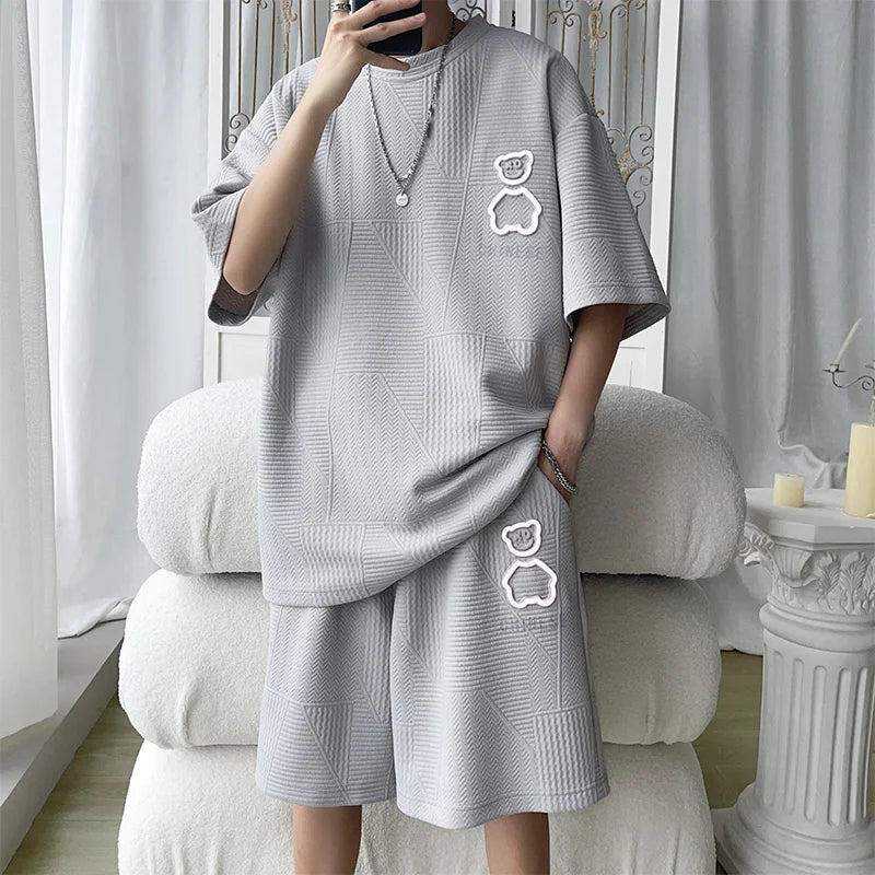 Casual Sportswear Set for Men Short Sleeve