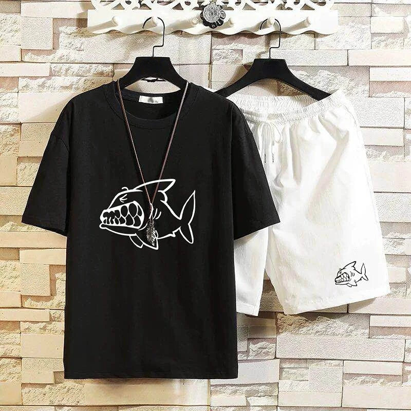 Men's Shorts Sets New InSlim Fit T Shirt  Graphic Stretch