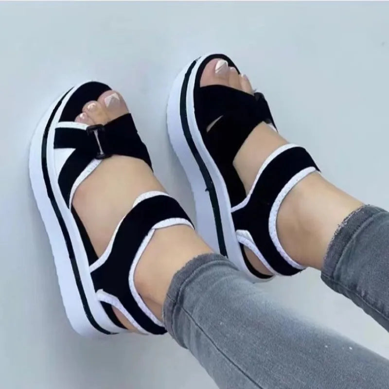 Mix Color Wedges Heels Sandals Summer  Shoes