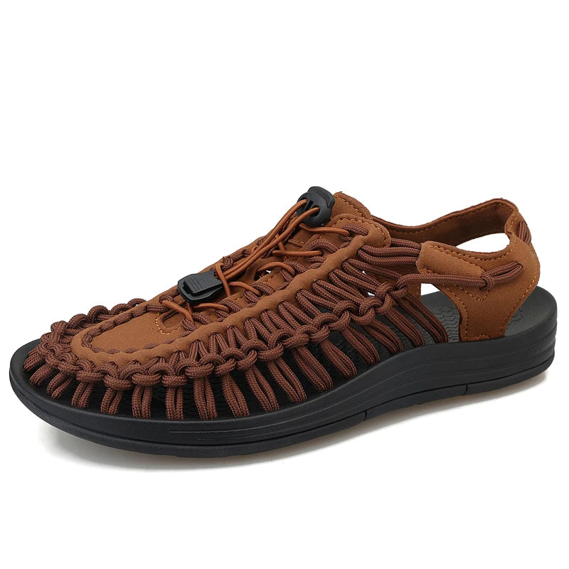 Men Sandals Summer Weave Shoes  Outdoor Breathable Comfort Slip On