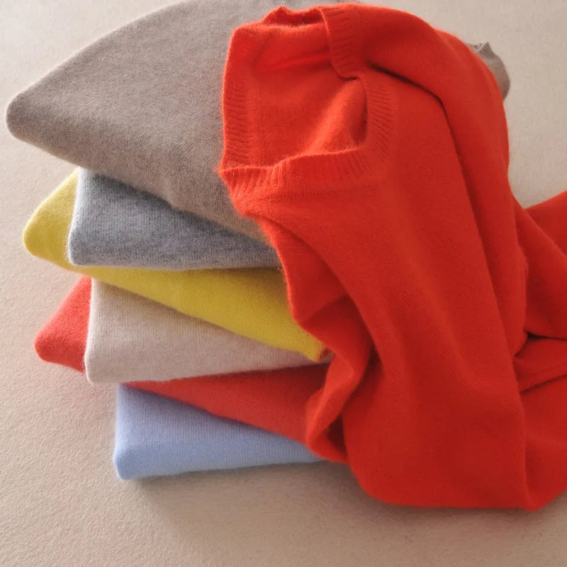 Women Sweater O-neck Long-sleeved Solid Knitwear Bottoming Shirt