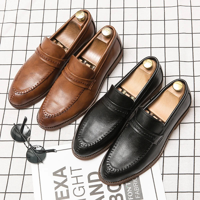 Men's Loafers Business Dress Leather Shoes Men's