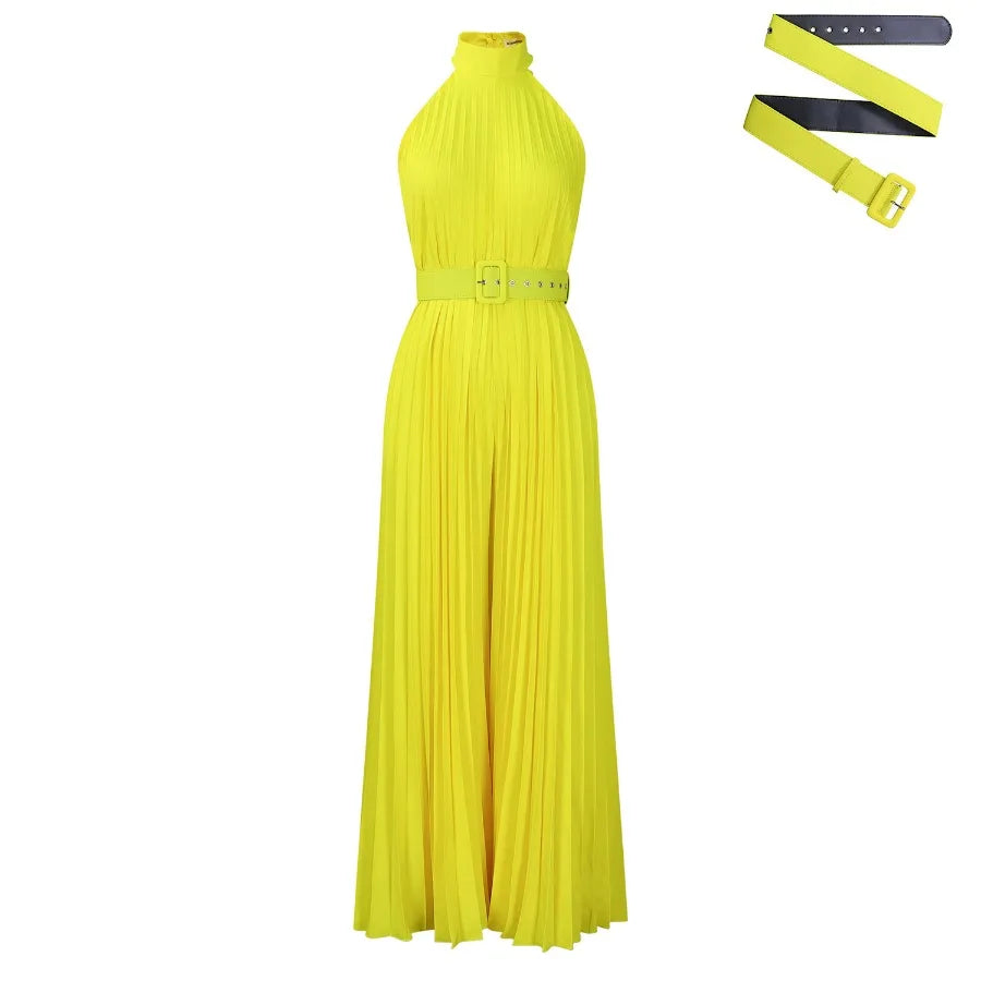 Fashion Jumpsuits Sleeveless Sexy Casual Wide Leg Pleated Rompers