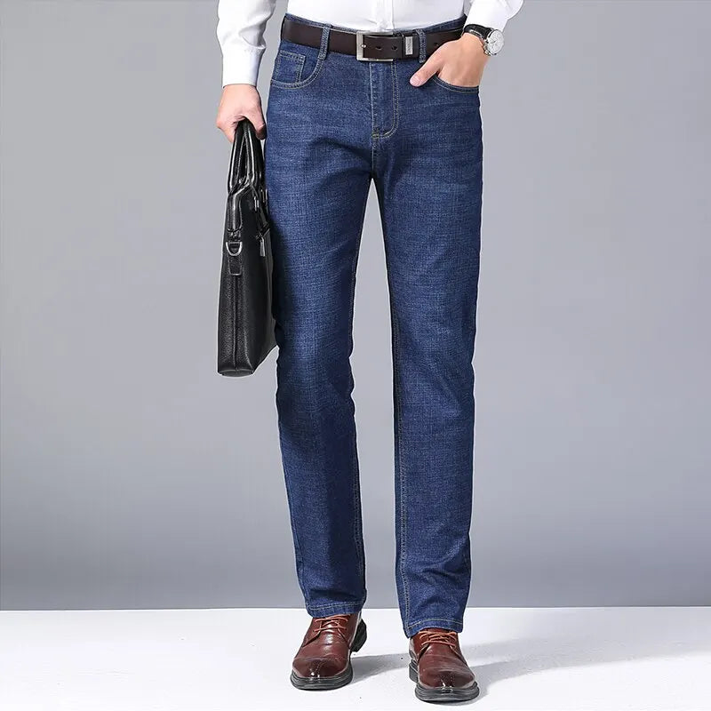Men Classic Jeans  SOveroft Black Biker Denim