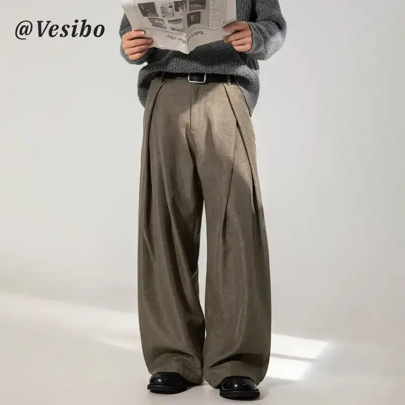 Men's Wide-Leg Trousers High Waist
