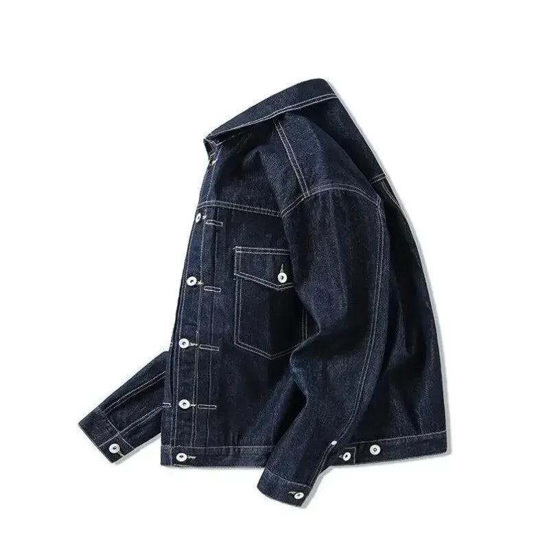 Black Loose Men's Denim Jacket  Workwear Coat
