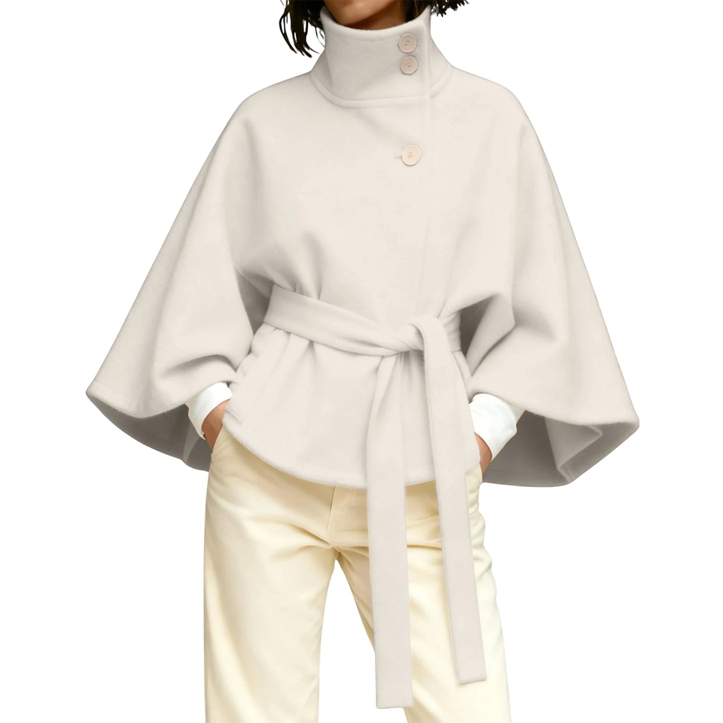 Women'S Slim Turtleneck Coat Short Solid Color Outerwear