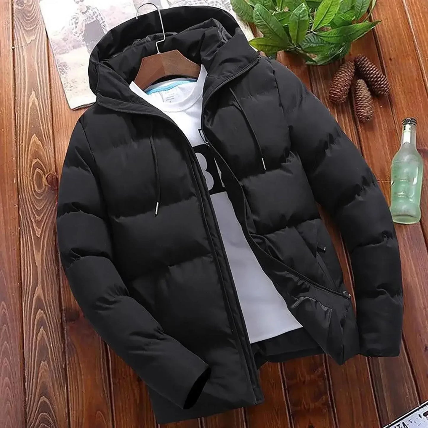 Thick Puffer Hooded Jacket  Casual Warm Parkas Business OuterWear