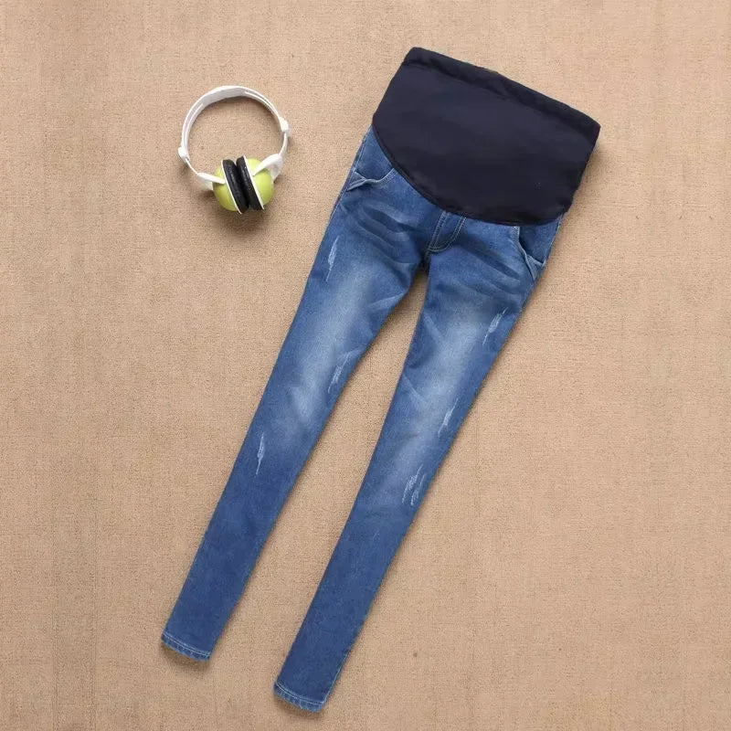 Maternity Jeans For Pregnant Women High Waist Support Belly Maternity Hip Lifting Elastic Denim