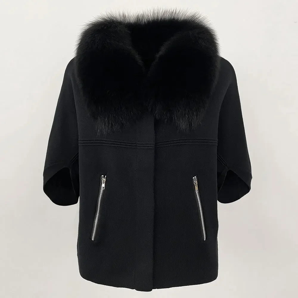 Fashion Knitted Sweater Real Fur Coat