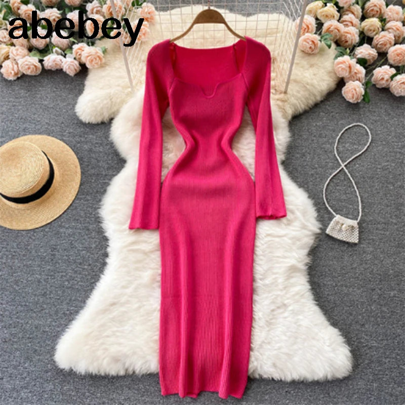 Sexy Strapless Ribbed Knitted Bodycon Dress