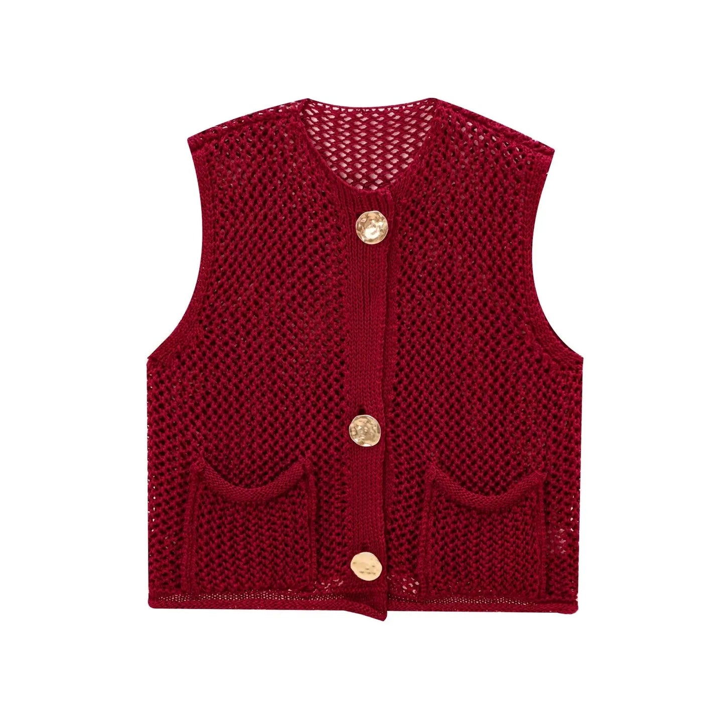 Women Fashion Sleeveless Coarse Needle Knitting Vest Sweater