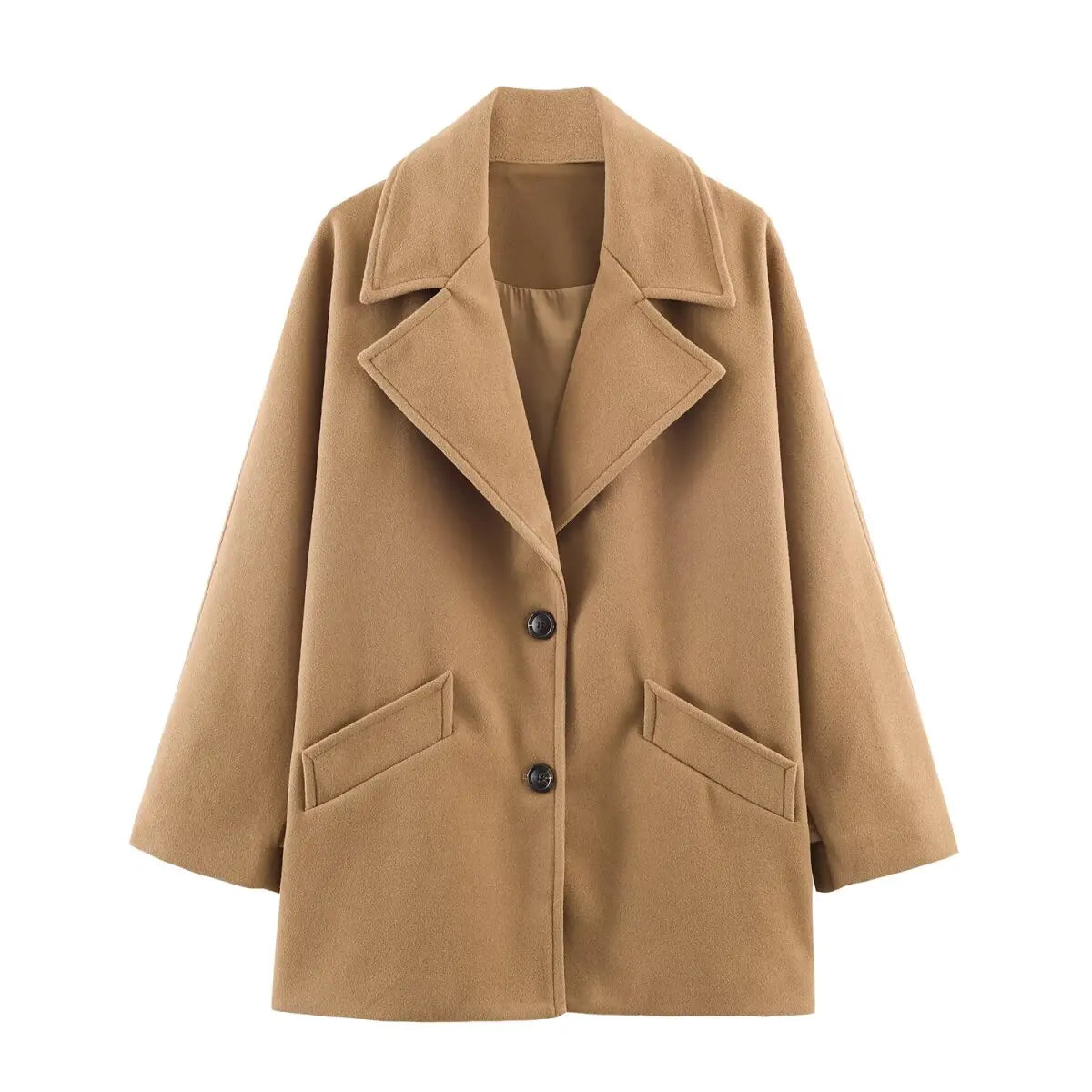 Versatile Loose Casual Coat  Single Breasted Long Sleeve Jacket