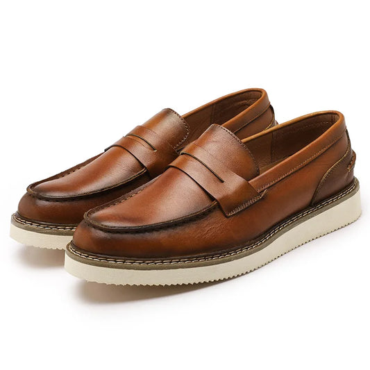 Men's Loafers Breathable Top Layer Cowhide Business Leather Shoes