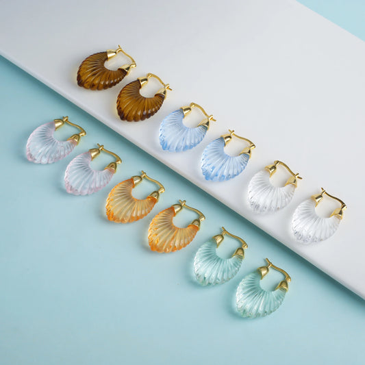Transparent Crystal Irregular Curved Simple Earrings