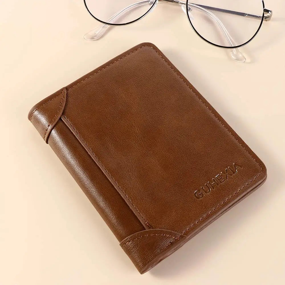 Leather 2 Fold Wallets Urban Recreational Style Solid Color
