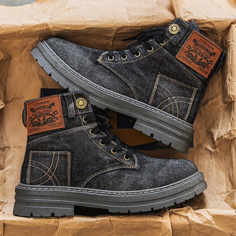 Men's high top denim boots