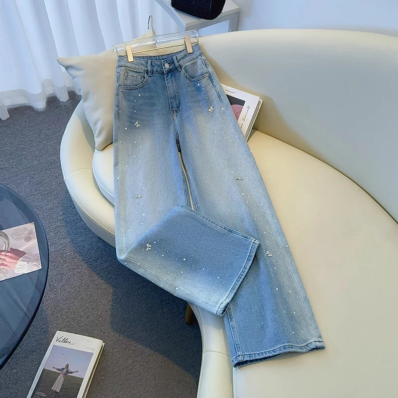 High Waist Straight Leg Jeans Women's Slim Fit  Denim