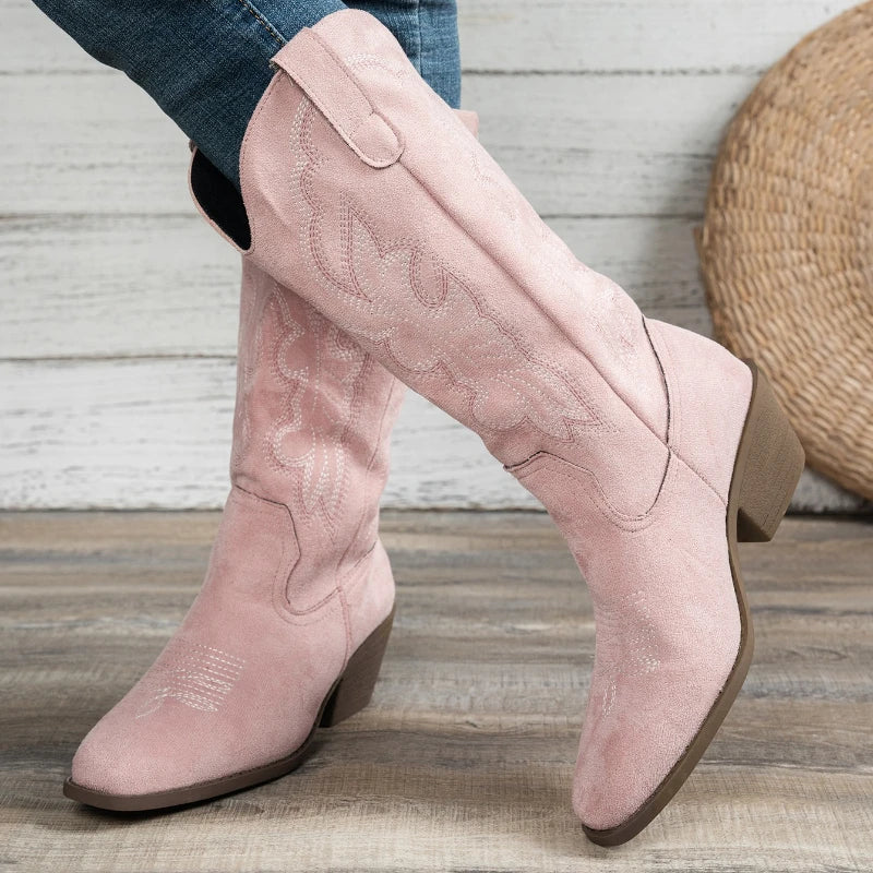 Women Boots  Comfortable Shoes High Chunky Heel Pointed Toe Women Shoes