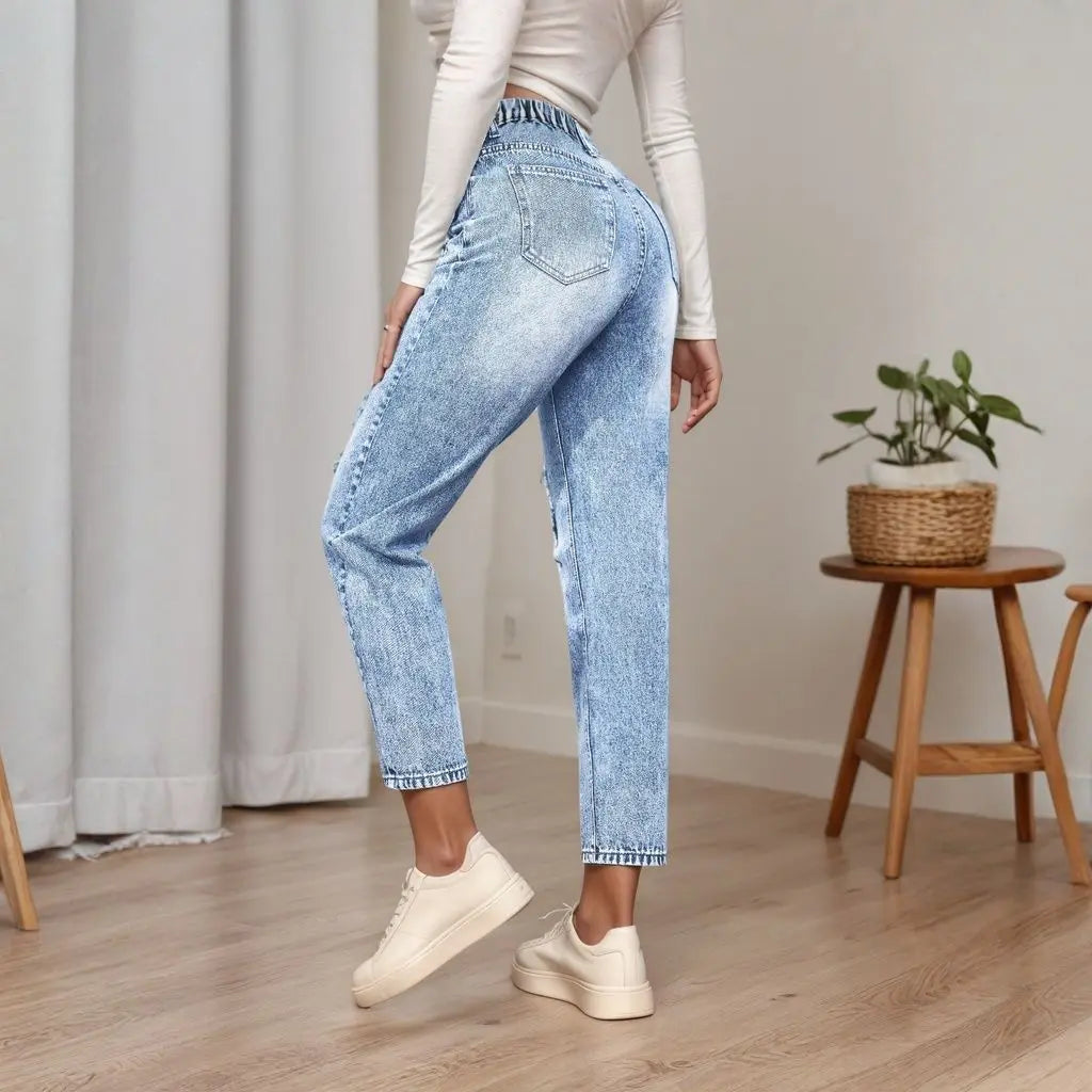 Women's Slim Fit Jeans with Rips Casual Slimming Cone