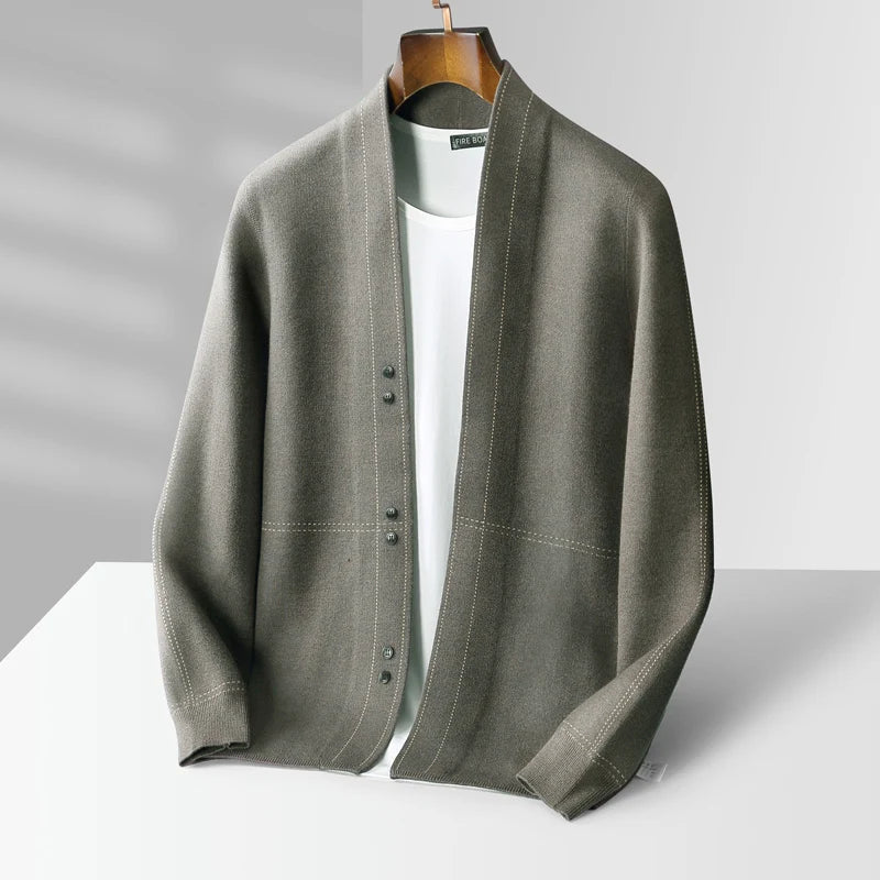 Men's Wool Cardigan Jacket Knitted Outer Cashmere Sweater