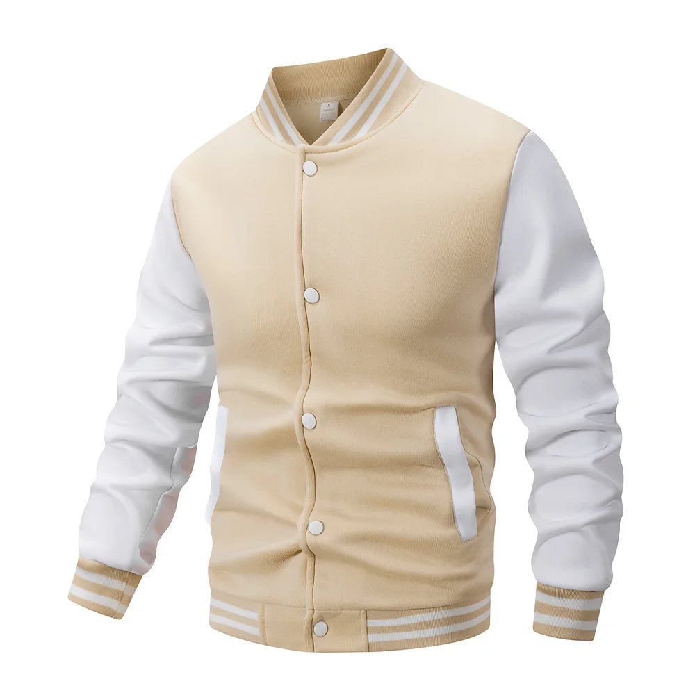 Men's Classic Varsity Baseball Jacket Black & White Color