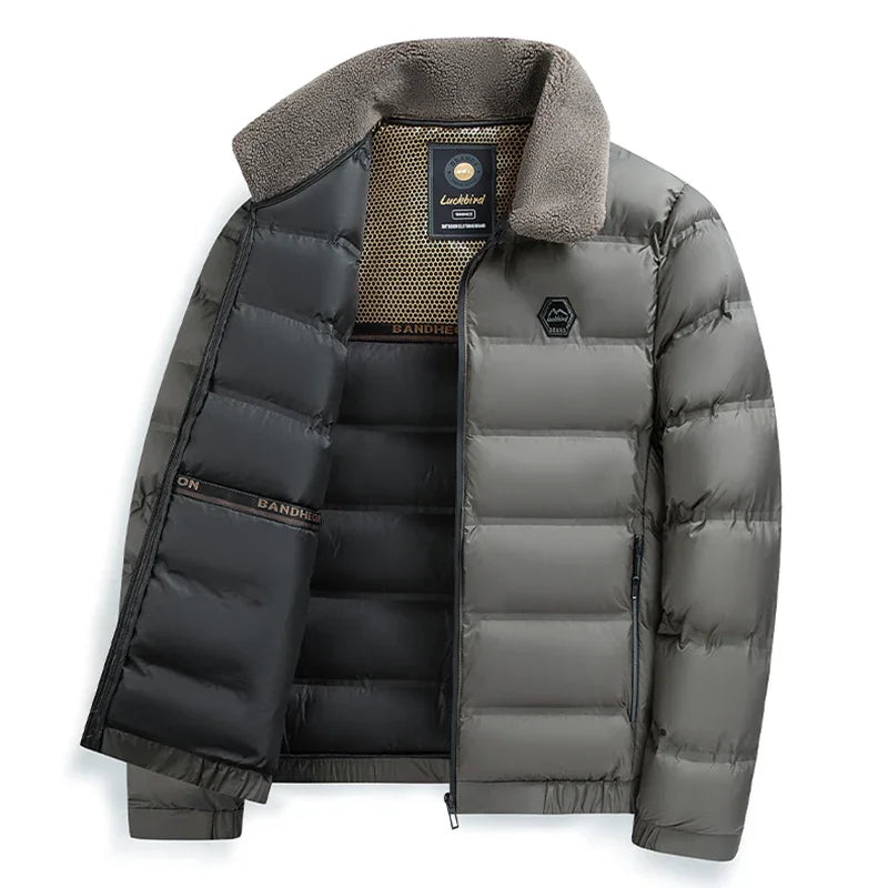 Fur Collar Parkas Men Winter Thicken Casual Outwear
