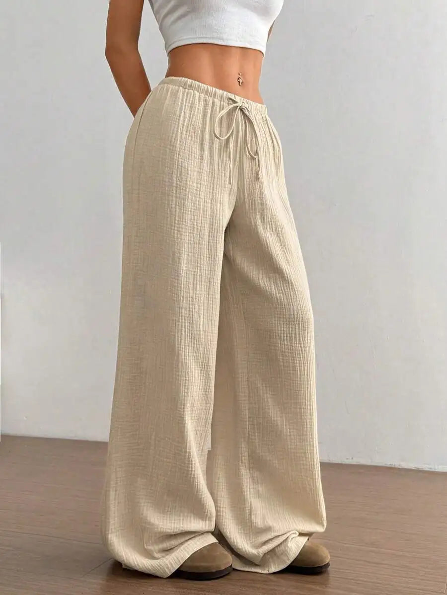 Womens Low Rise Palazzo Pants Casual Straight Long Pants