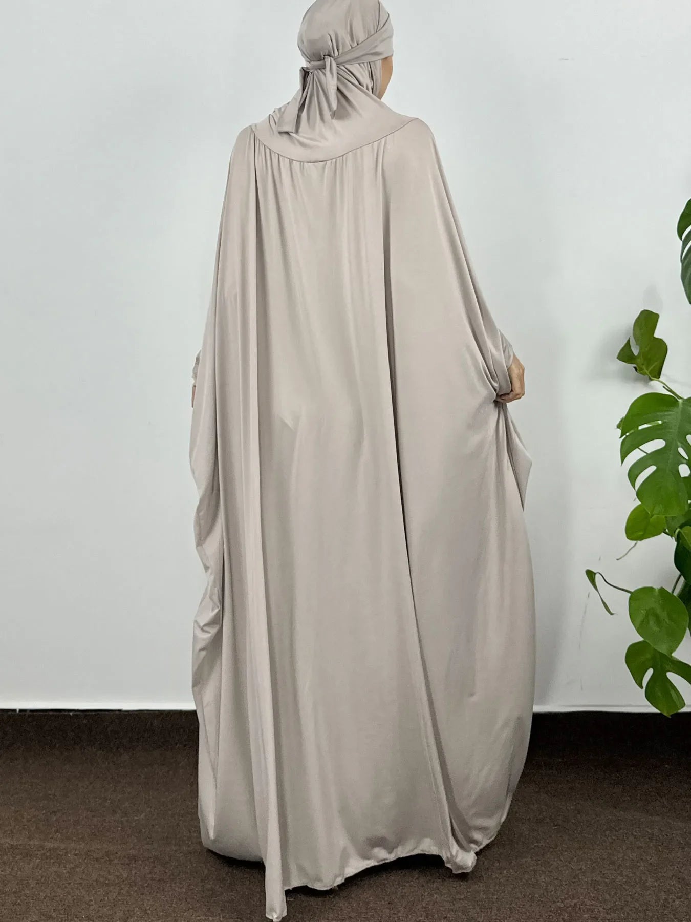 Modest Ramadan Prayer Dress Hooded Long Sleeve One-piece Hijab Dress