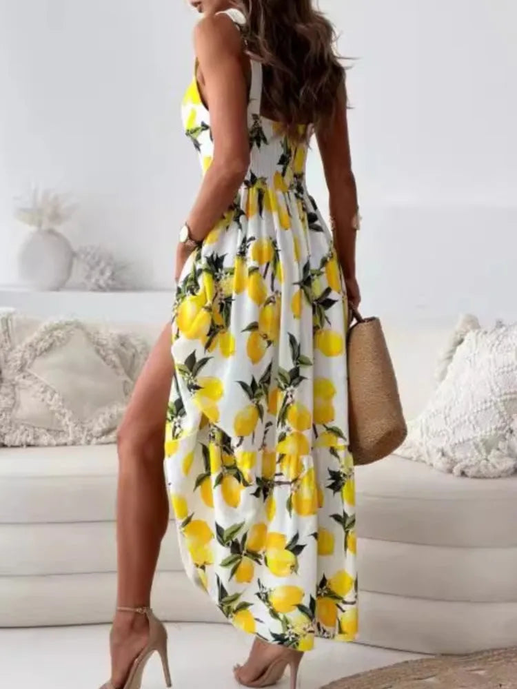 Sexy V Neck Spaghetti Strap Long Dress
