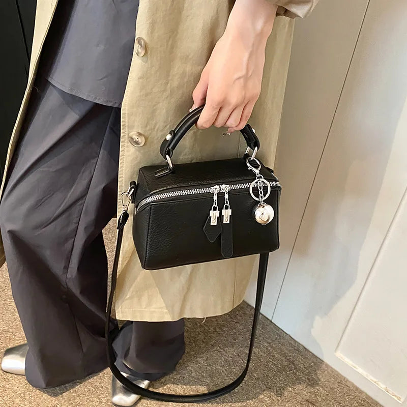 Fashion Tote Bag for Women Retro Simple Boston Bag Small Square Shoulder Bag Crossbody Purse