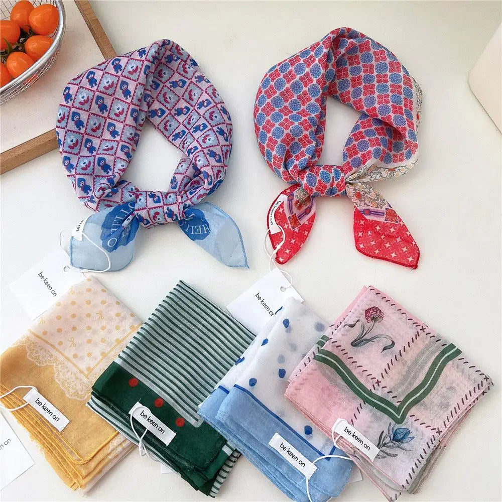 Dot Print Square Headbands Neck Scarves