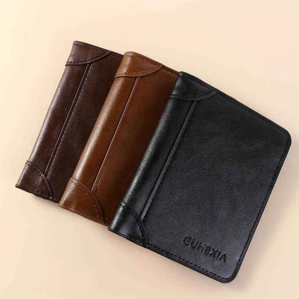 Leather 2 Fold Wallets Urban Recreational Style Solid Color