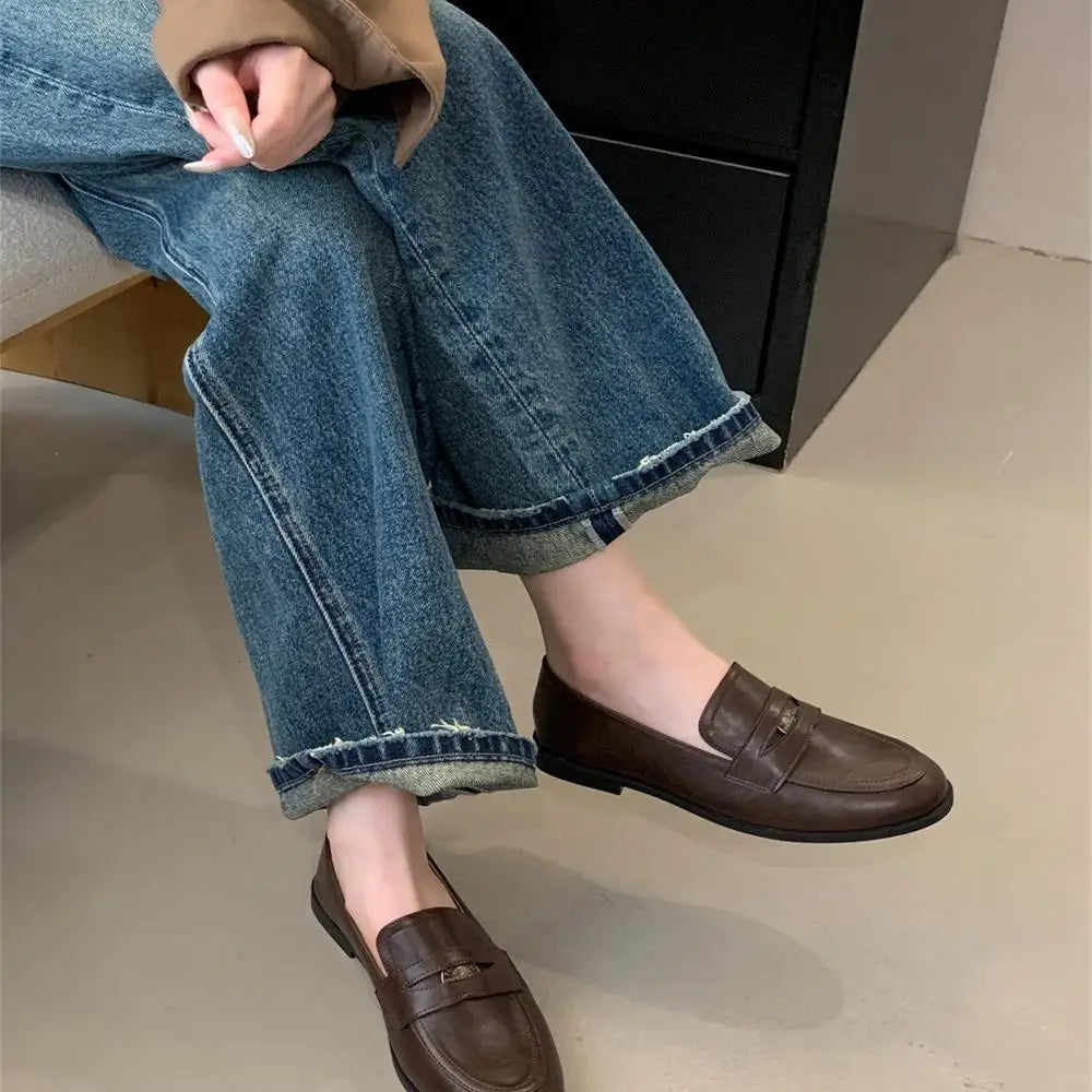 Leather Low Heels Loafers Cozy Slip On Soft Bottom Flats Woman Spring Autumn Classic Ladies Dress Office Shoes