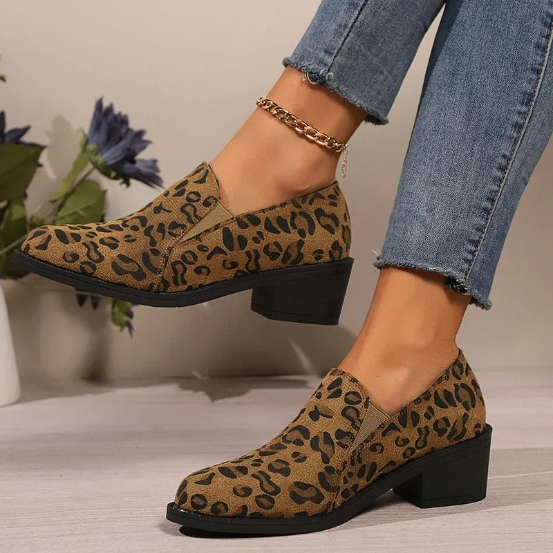 Fashion Leopard Print Loafers  Lightweight Slip On Walking Shoes for Women Plus