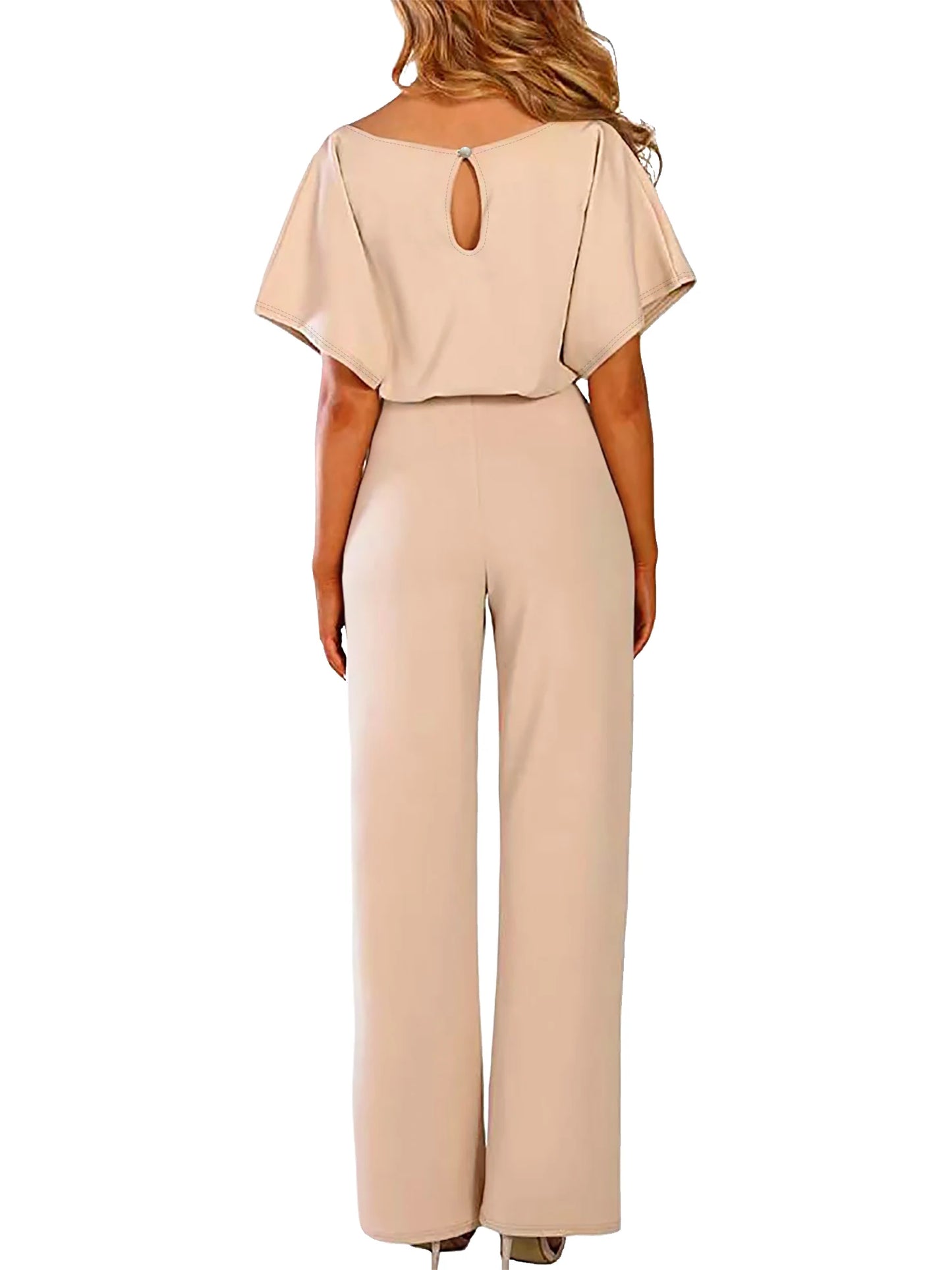 Women's Belted Jumpsuit Casual Wide-Leg Pants