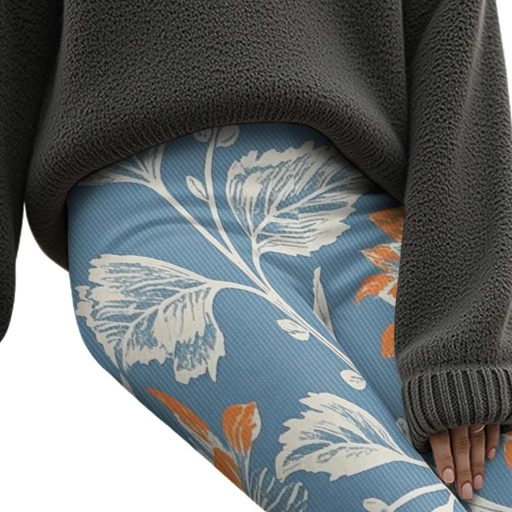 Women's High-Waisted Leggings with Botanical Print