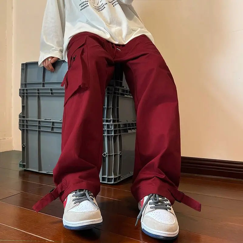 Wine Red Work Pants Mens
