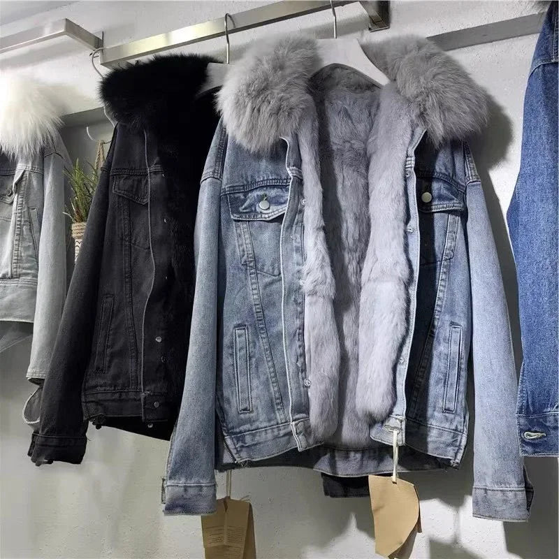 Denim  Basic Fleece Thick Padded Overcoat