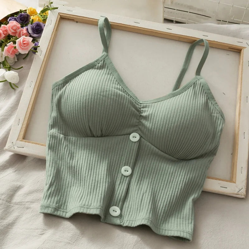 Women Knitted Tank Top Strap Vest