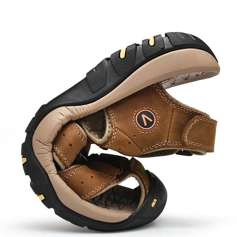 Summer Men Sandals Genuine Leather Mens Casual Shoes
